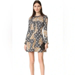 A.L.C. Silk Print Trixie Bell Sleeve Dress. Size 6